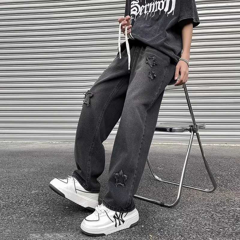 New Star Patchwork Baggy Jeans For Men High Street Ripped Straight Denim Pants Autumn Hip Hop Fashion Y2K Vintage Jean TrousersZ250917