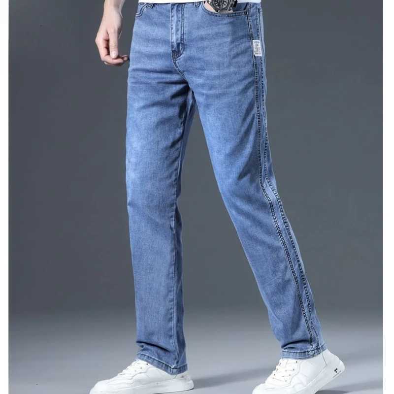 Mens Highend Fashionable Jeans Loose Straight Leg Trendy Brand Casual Elastic Versatile Loose Cropped Pants Autumn and WinterZ250917