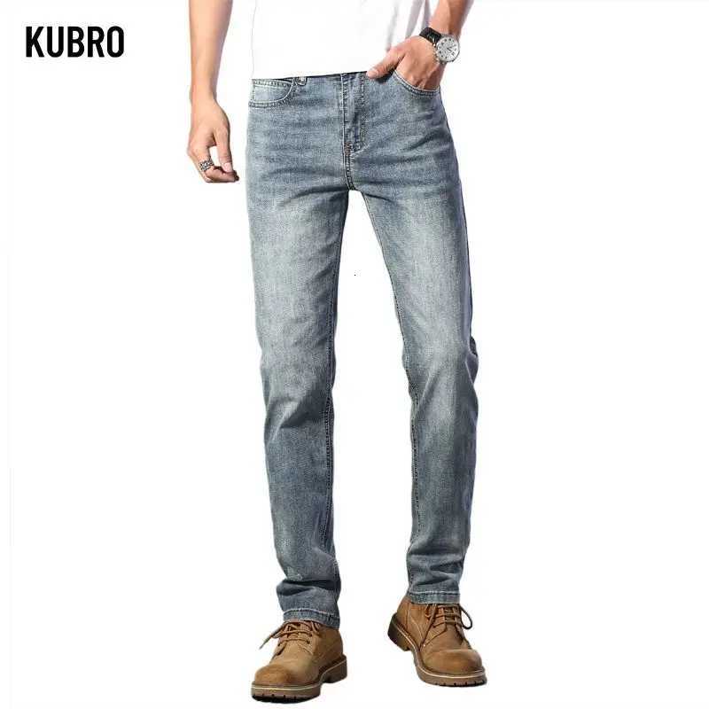 Mens Jeans Slim Fit Smooths Casual Fashionable LightColored Male Denim Trousers Straight Leg Elastic Long Pants Four SeasonsZ250917
