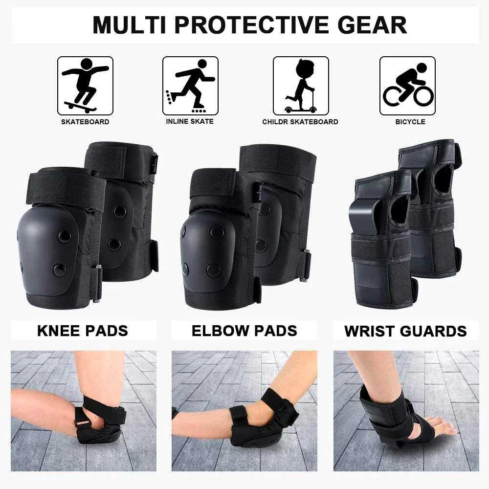 6Pcs AdultYouth Knee Pads Elbow Pads Wrist Guards Protective Gear Set for Multi Sports Skateboarding Skating Cycling J250917