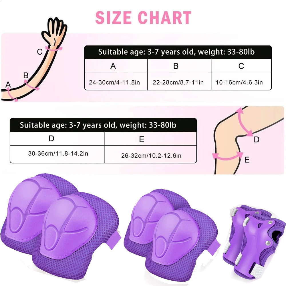 6pcs Kids Knee Pads and Elbow Pads SetKnee Pads for Child Youth 315 Years W Adjustable Strap for Roller Skates Skateboard 250916