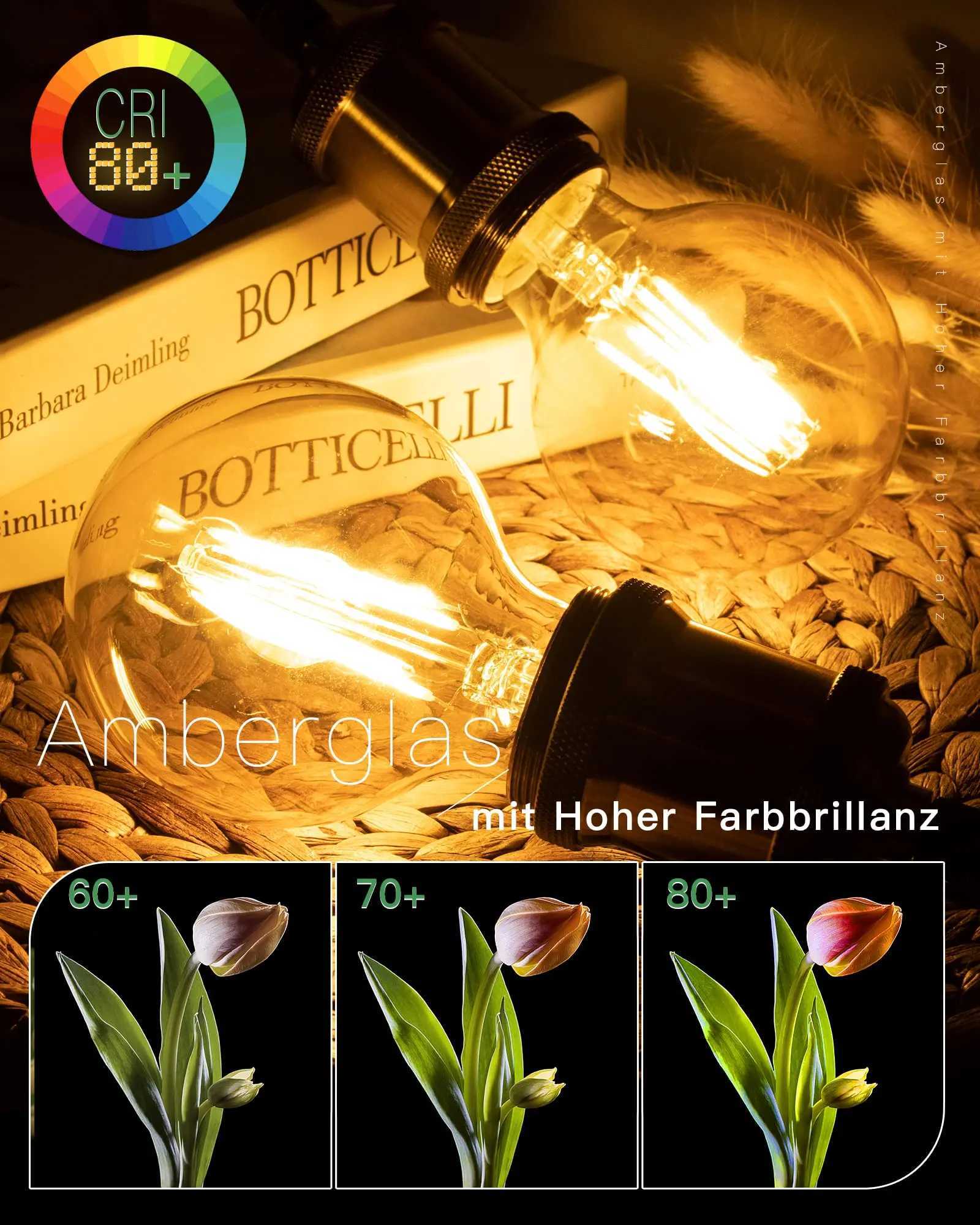 4PCS G80 Filament Light Bulb 4W 8W LED E27 220V Warm white 2700K Edison Light Bulb Light Amber Retro Decorative light Bulb C250917