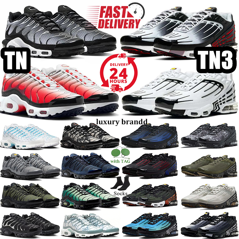 Free delivery designer shoes running sneakers tn tns tn plus tn3 25th Anniversary tn Fr Utility Mens Womens Triple Black White Metallic Silver Reflective trainers