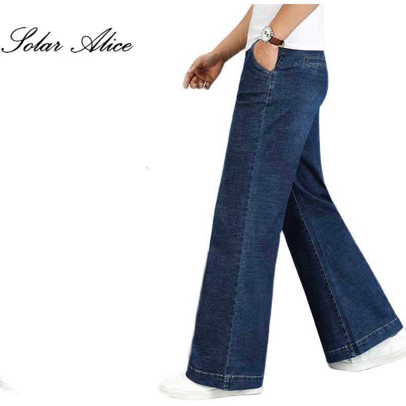 2023 Mens Four Seasons New MidWaist Big Straight Jeans Loose Stretch Microflared Casual PantsZ250917