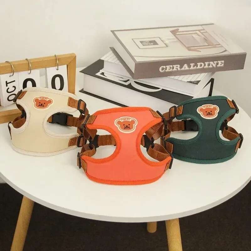 Cute Bear Pet Leash Set Vest Strap Adjustable Breathable Harness for Puppy Cat Dog