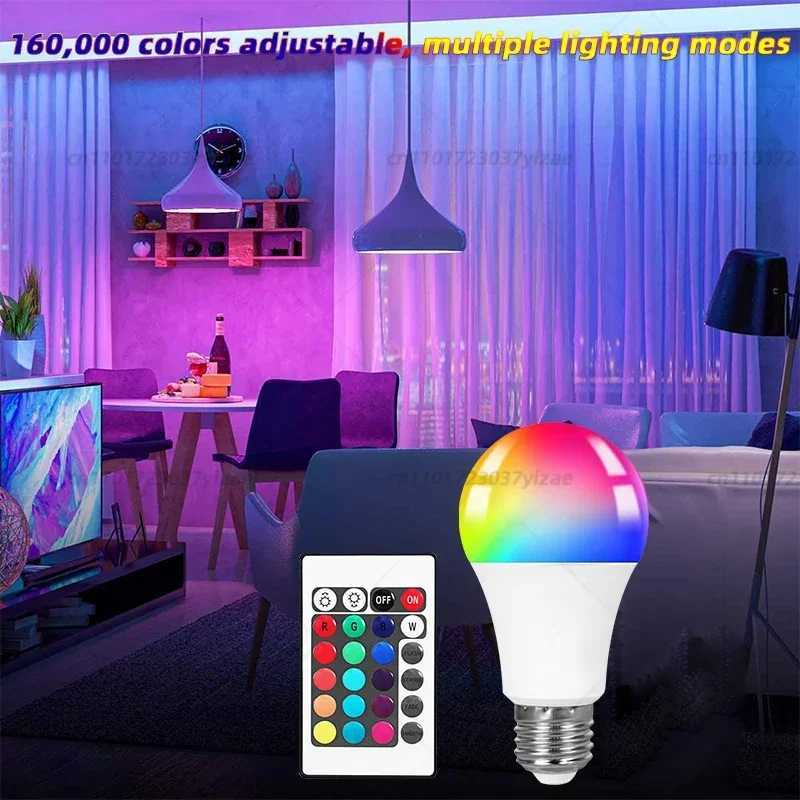 RGB E27 LED Light Bulb 220V with IR Remote Control Color Changing Multicolor White Lamp Spotlight for Bedroom Party Home Decor C2509171