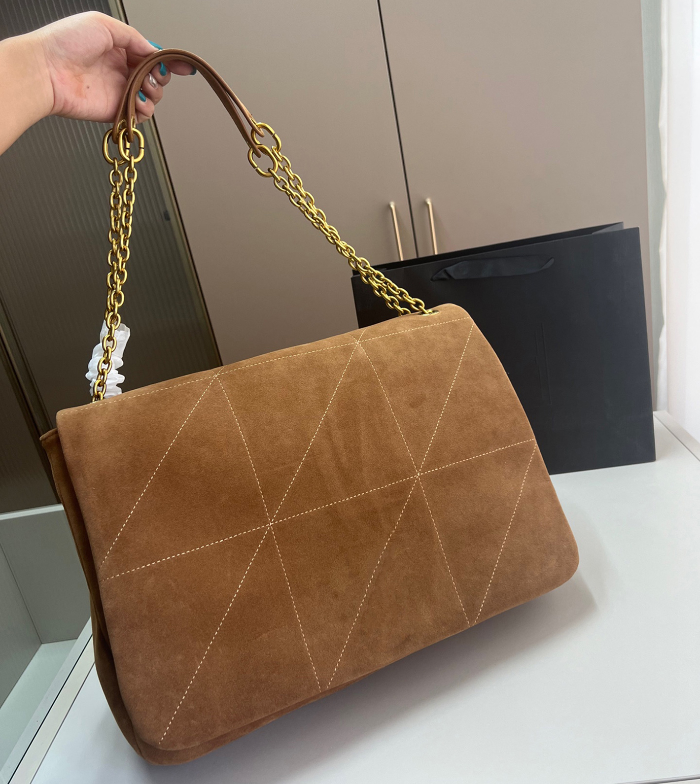 designer bag Jamie tote bag brown suede bag shopping bag luxury purse large capacity shoulder bag crossbody bag cowhide leather women handbag hobo underarm bag