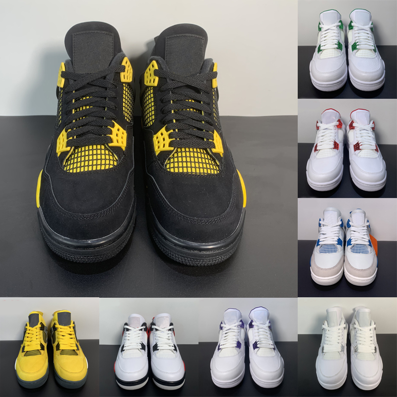 Basketball Shoes 4s 4 Men Women Trainers Sneakers Sail Military Black Cats Pine Green Metallic White Thunder Bred Lightning Red Cement Photon Dust Sports Shoes