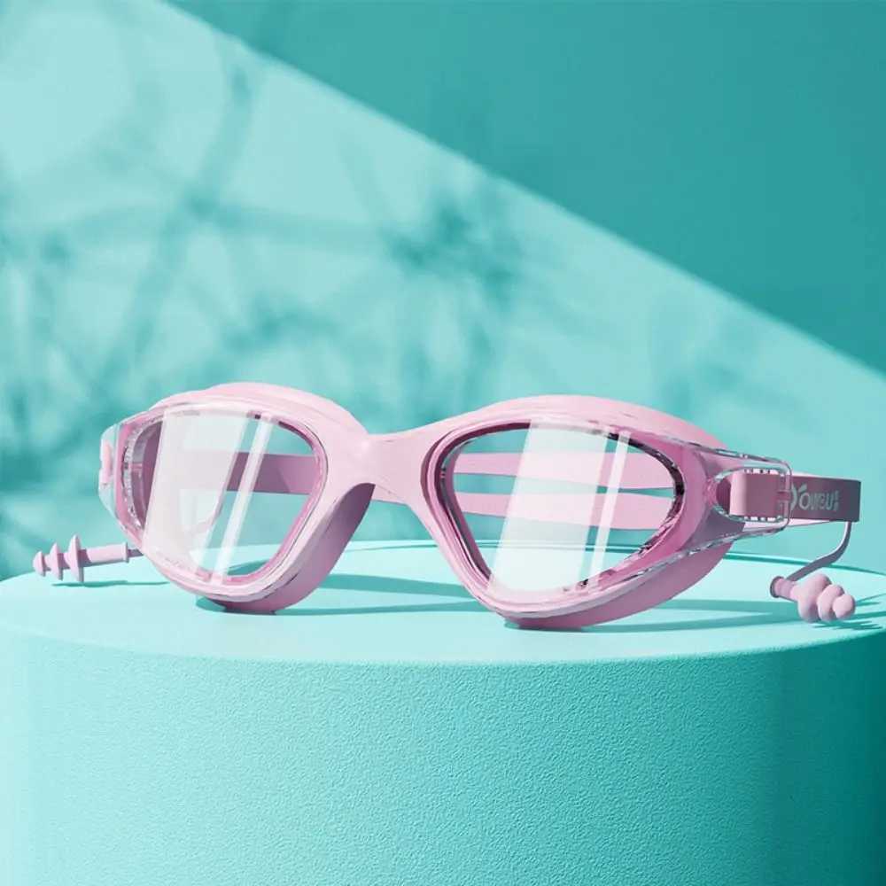 Antifog Adult Swimming Goggles Set Adjustable with Nose Clip Diving Eyewear UV Protection Waterproof Electroplated Flat Glasses J250917