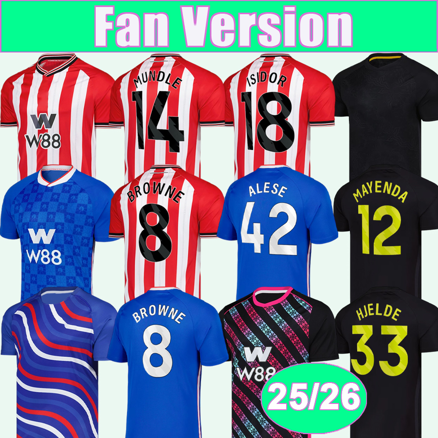 25 26 MAYENDA MUNDLE Mens Soccer Jerseys HUGGINS NEIL ISIDOR BROWNE ROBERTS ALEKSIC Home Away 3rd Pre-match Suit Football Shirt Short Sleeve Uniforms