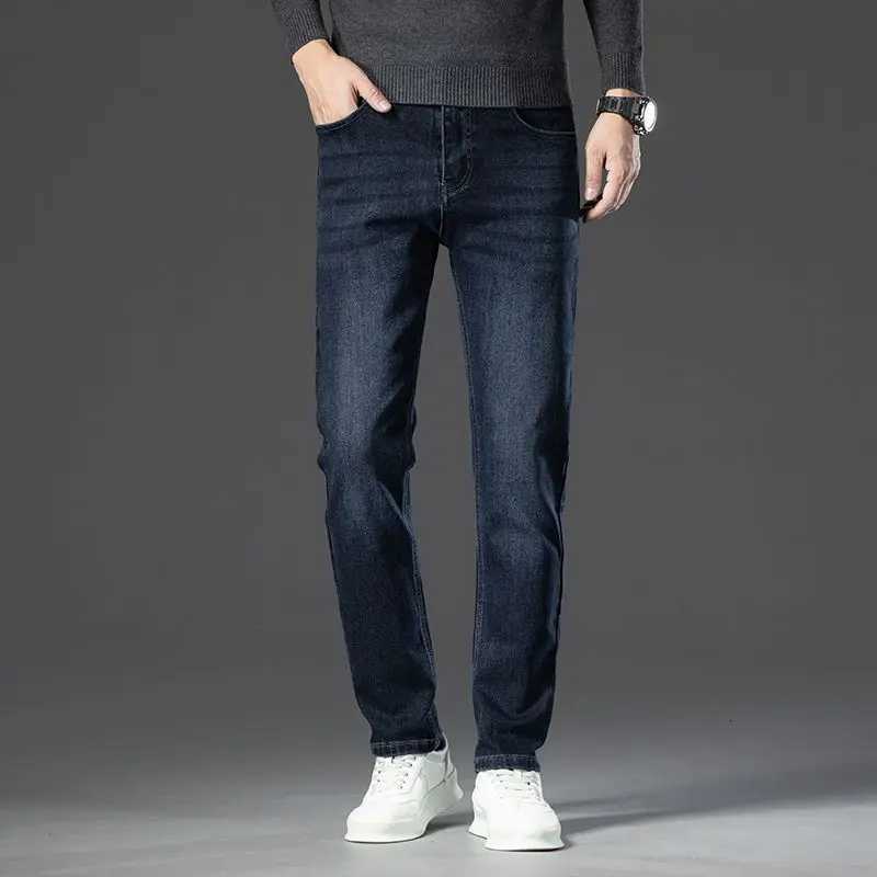 Business Mens Clothing Stretch Jeans Autumn New Straight Casual Regular Classic Fashion Denim Trousers Male Pants Man PantsZ250917