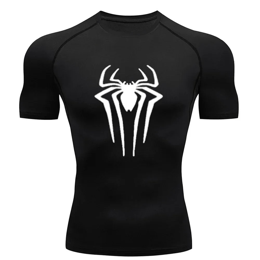 Spider Print Mens Sports Tshirts Fitness Gym Tight Compression Shirt Summer Breathable Quick Drying Tees Y2K Short Sleeve Tops 250917