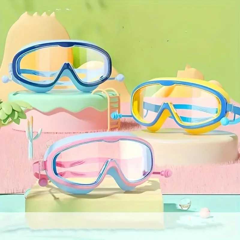 Outdoor Swim Goggles Large Frame Waterproof AntiFog UV Protection Glasses With Earplugs For 14 Years And Above J250917