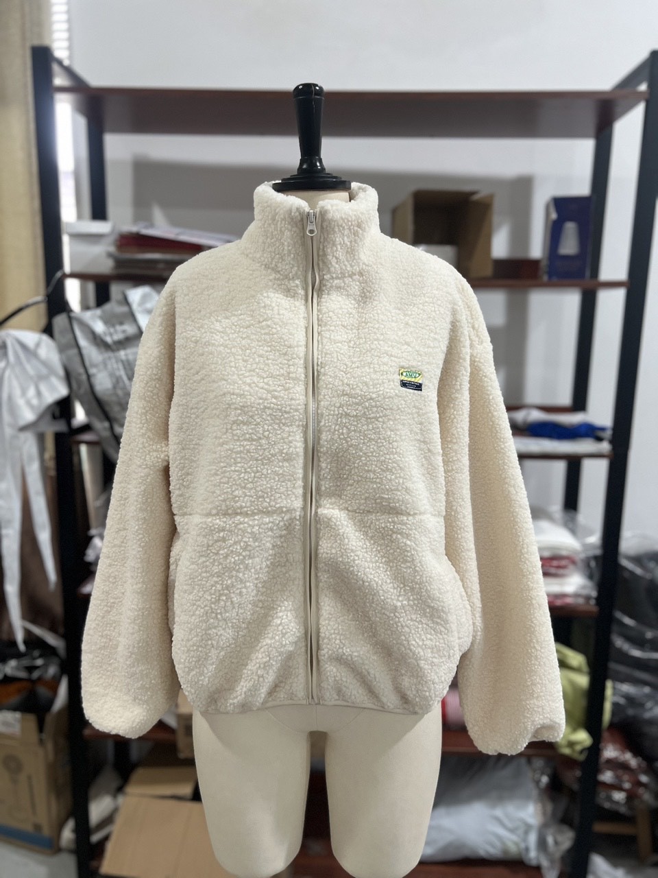 Spring and Autumn Europe and America cross-border popular solid color casual fleece zipper jacket design sense fleece shirt temperament commuting