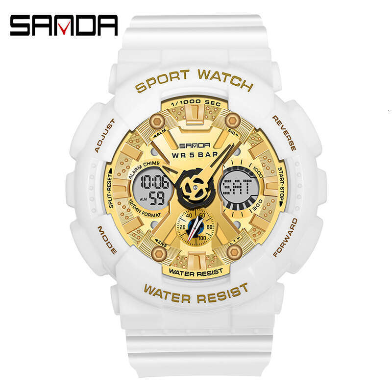 DHgargets Sanda 6033 for Men and Women Harajuku Style Trendy Dual Display Multifunctional Sports Waterproof Junior High School Student Korean Version 