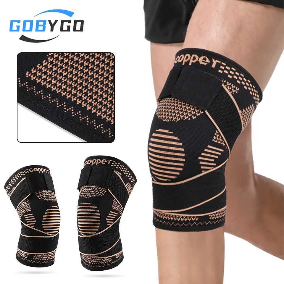 GOBYGO Sports Copper Ion Strap Knee Pads Fitness Jump Rope Basketball Running Gear Nonslip Knitted Nylon Knee Pads Men Women J250917