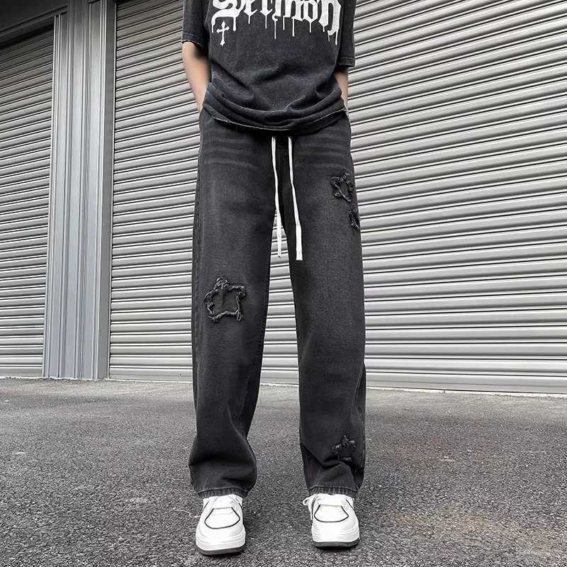 New Star Patchwork Baggy Jeans For Men High Street Ripped Straight Denim Pants Autumn Hip Hop Fashion Y2K Vintage Jean TrousersZ250917