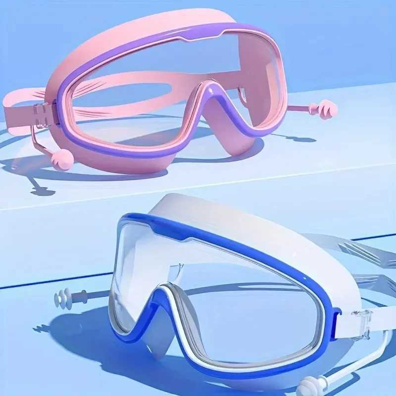 Outdoor Swim Goggles Large Frame Waterproof AntiFog UV Protection Glasses With Earplugs For 14 Years And Above J250917