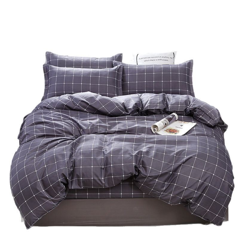 New Fresh Style Skin-Friendly Printed Aloe Vera Cotton Four-Piece Three-Piece Set Bedding Dormitory Double Student Duvet Cover