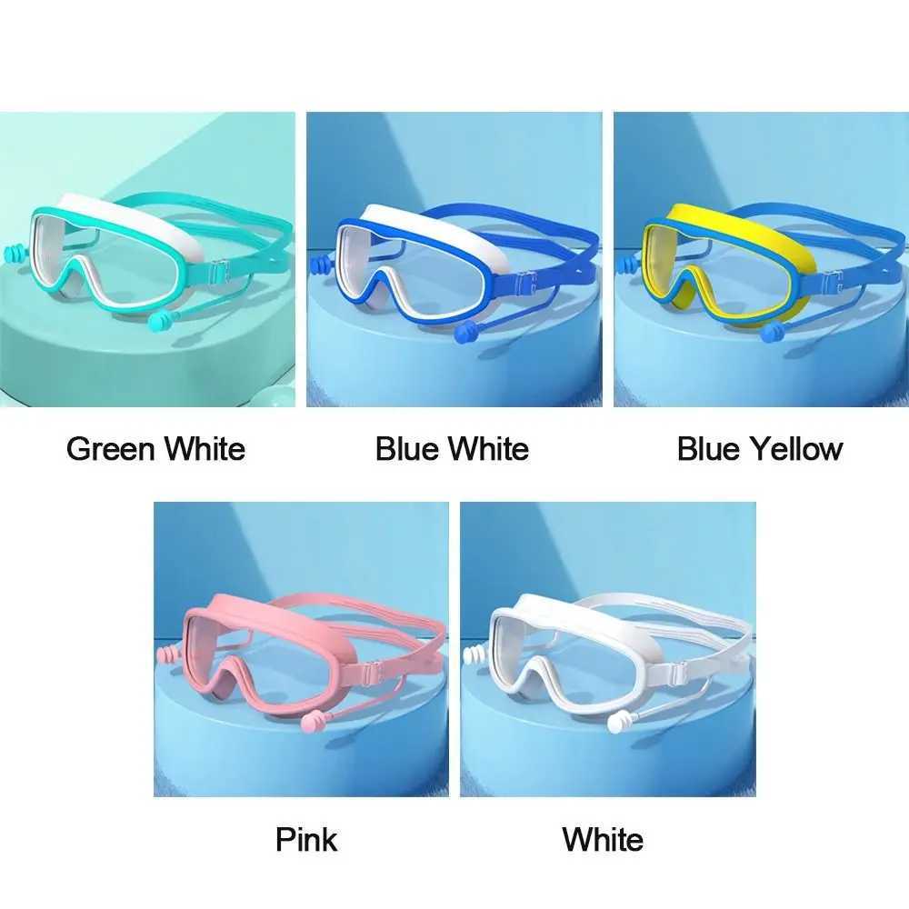 with Earplugs Kids Swimming Goggles Big Frame Wide View Eyeglasses Waterproof Antifog Unisex Swim Eyewear J250917