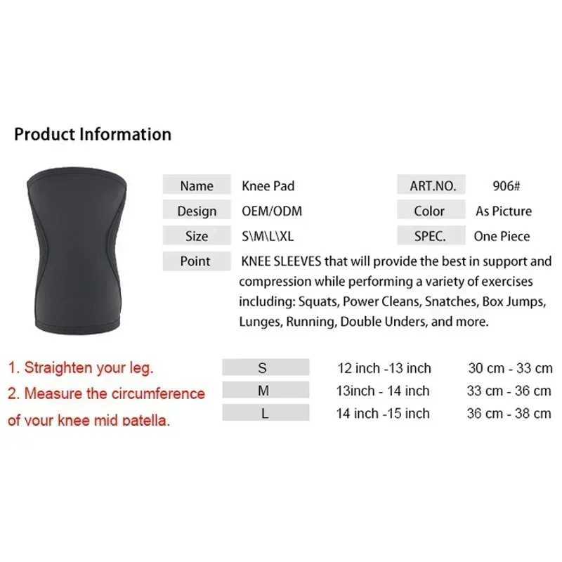 1 Pair Squat 7mm Knee Sleeves Pad Support Men Women Gym Sports Compression Neoprene Knee Protector For CrossFit Weightlifting J250917