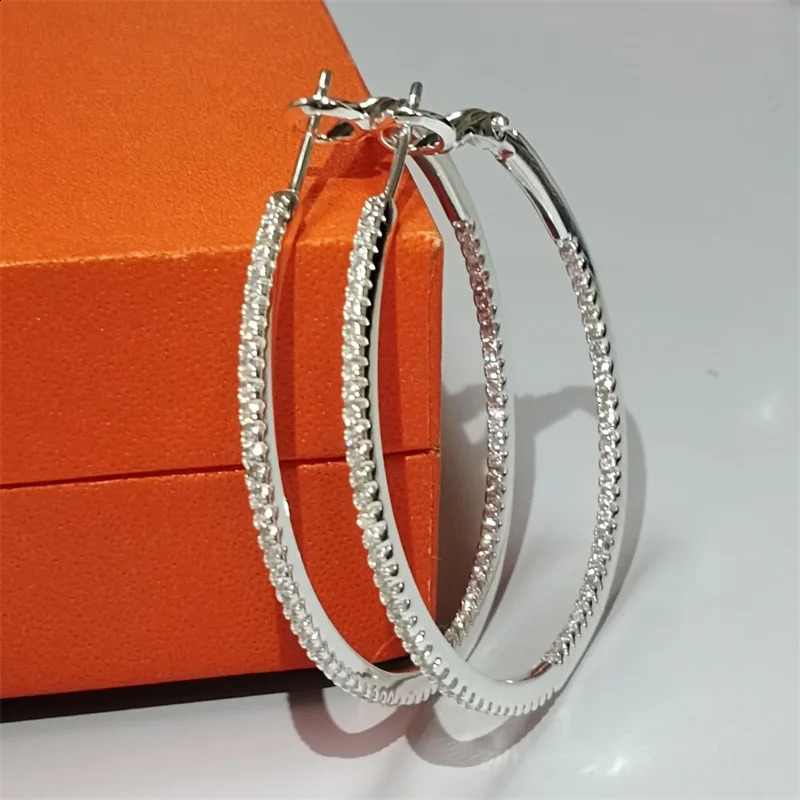 Senlissi 18 K Gold diamond Hoop Earrings For Women 925 Sterling Silver Original Fashion Earring C Rings Real gold 250916