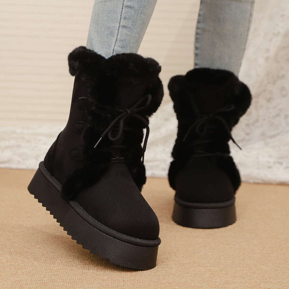 Designer Boots Women Anti-Slip Winter Snow Boots 2025 Winter New Design Fur-Lined Thick Warm Cotton Boots Brown Black Size 36-42