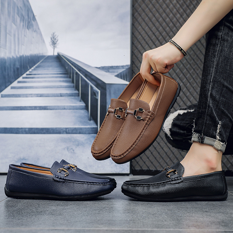 TOP Designer Men's Summer Loafers British Style Fashion Trendy Casual Versatile Soft Sole Slip-On Waterproof Shoes e0