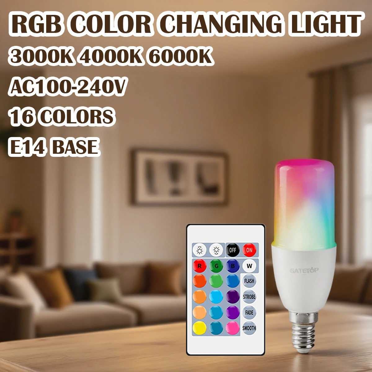 Remote Control RED BLUE Yellow 16 Colors RGB E27 Light Bulb 6W Dimmable Led Colorful Changing Lampada Atmosphere Light 220V 110V C250917