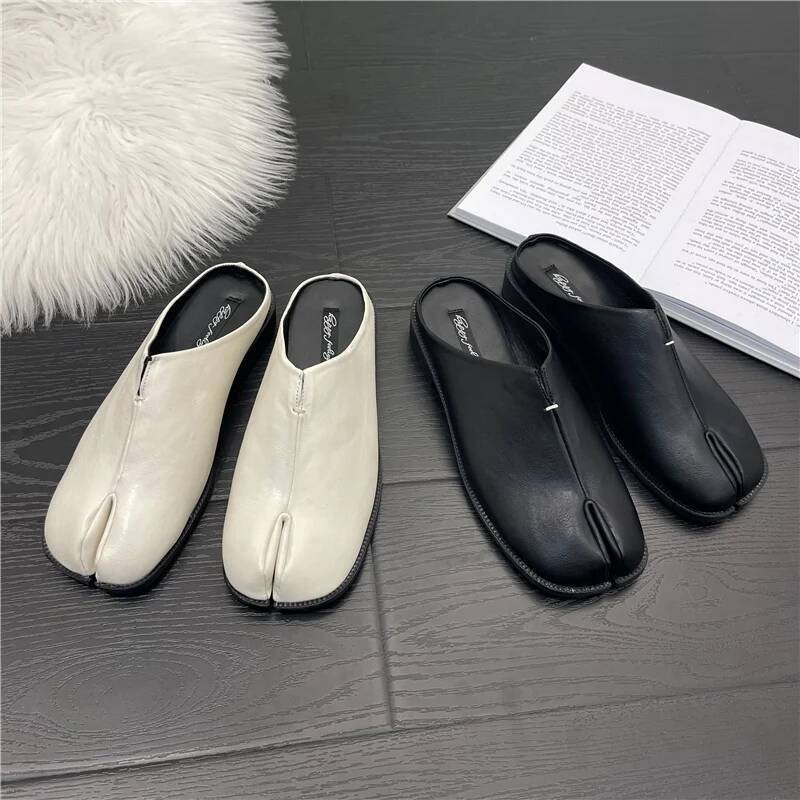 New Fashion Tabi Ninja Flats Leather Split Toe Flat Women Cozy Loafers Female Casual Low Heels Ladies Mules Shoes ddmypanda
