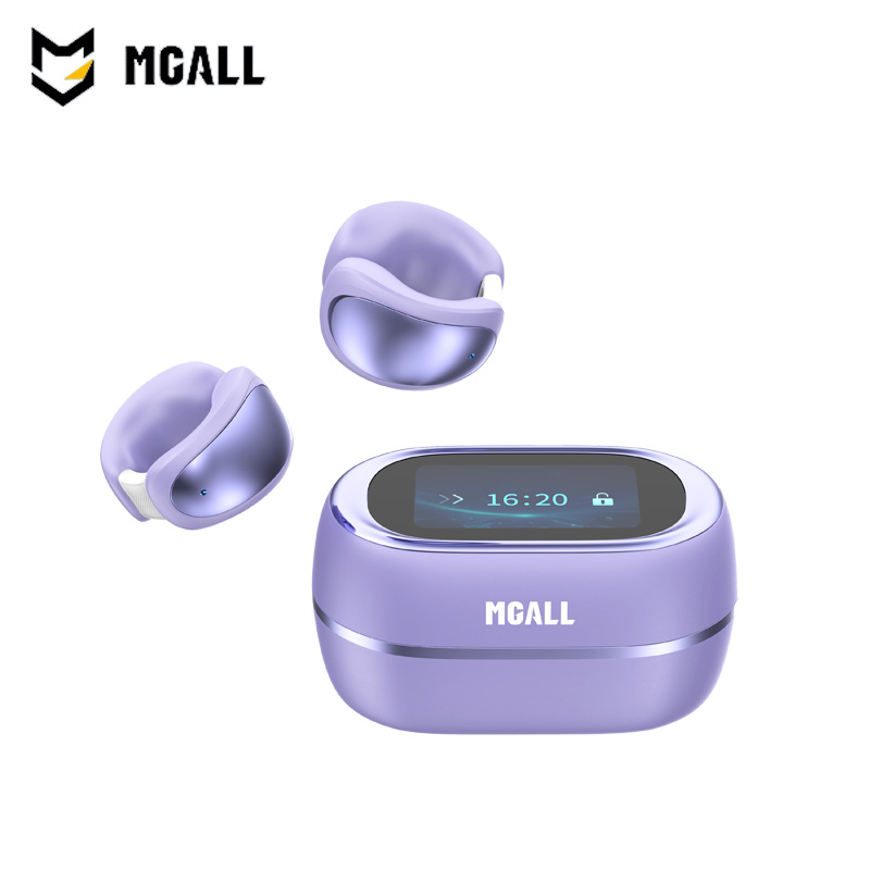 MGALL Wireless Bluetooth Earphones Ear Clip Style Bluetooth 6.0 MG-C100 Dolby Atmos Music Headset LCD Touchscreen Earbuds