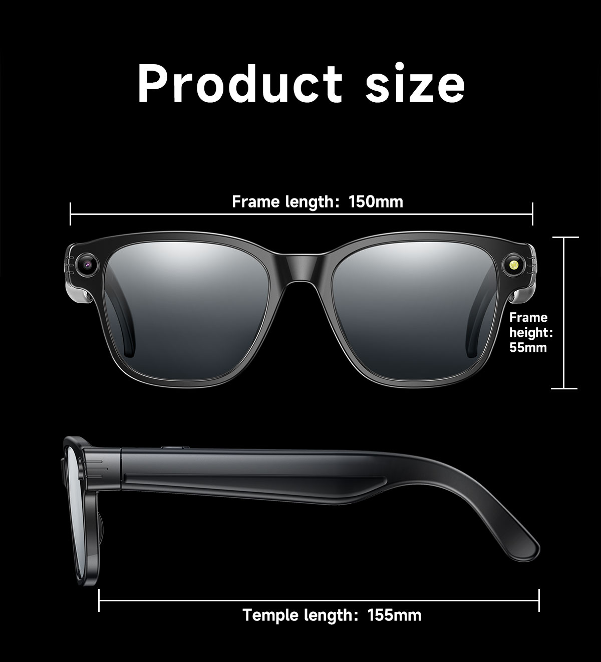 New AI Smart Glasses L801 with 8-Megapixel Camera, Music, Bluetooth, and Sunglasses for Audio Recording and Music Listening