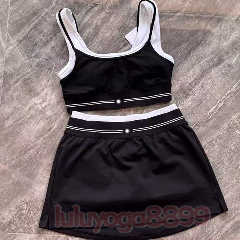 Womens Yoga Set Tennis Skirt Bra And Skirt Designer Yoga Sets Short Sports Outfit Fitness Jogging Sportswear Two Piece Color Blocking Sports Vest Gym suit