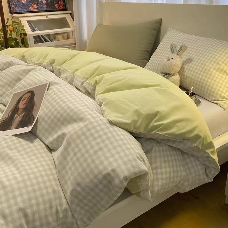 Nanjiren Four-Piece Solid Color Sheet Duvet Cover Student Dormitory Single Double Bed Three-Piece Bedding Set Y260124