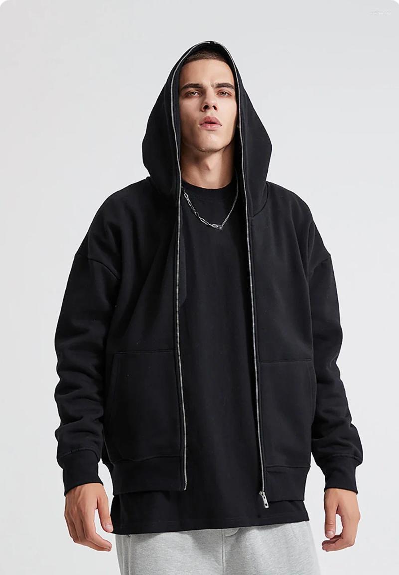 Men's Hoodies 2025 Haruku Jacket Sweatshirts Men Zip Up Retro Long Sleeve Oversized Black Hooded Sweatshirt Coats