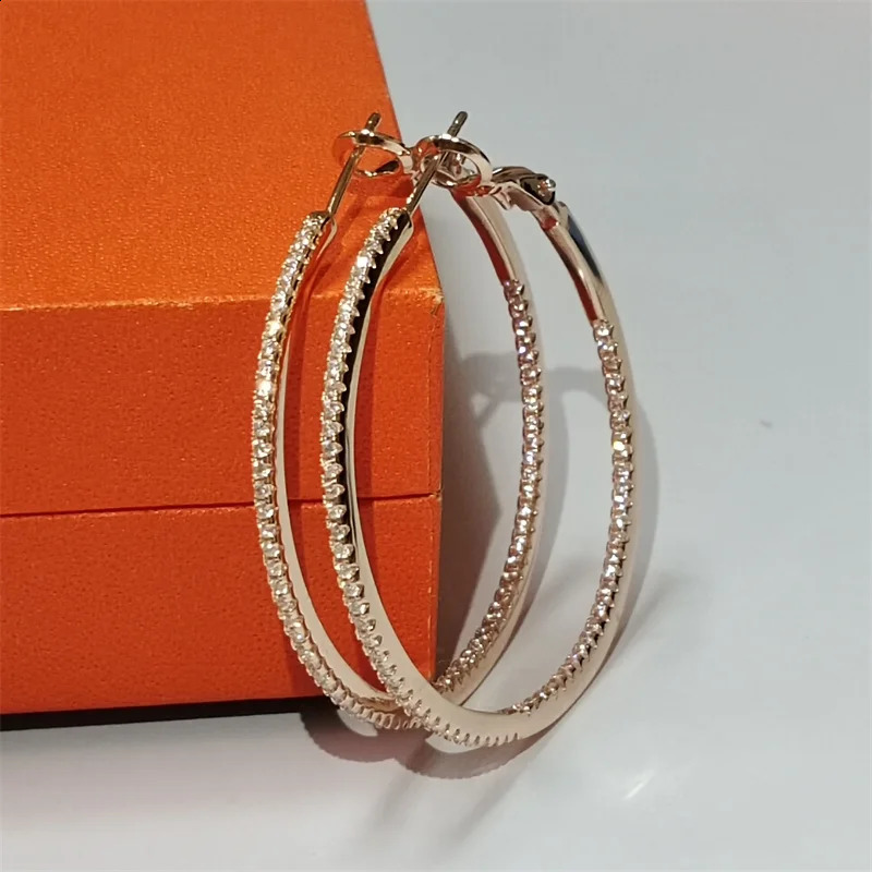 Senlissi 18 K Gold diamond Hoop Earrings For Women 925 Sterling Silver Original Fashion Earring C Rings Real gold 250916