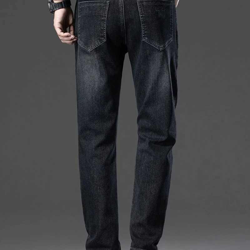 Business Mens Clothing Stretch Jeans Autumn New Straight Casual Regular Classic Fashion Denim Trousers Male Pants Man PantsZ250917