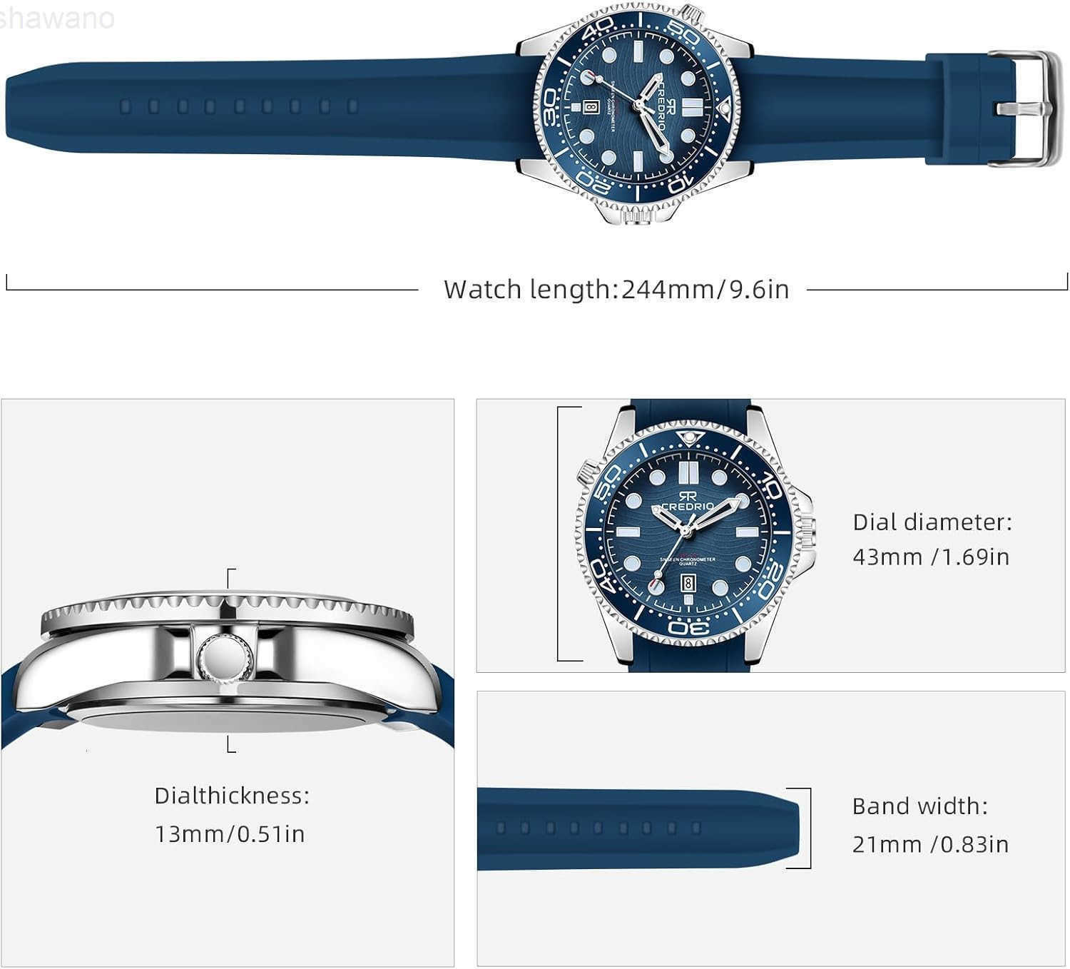 Mens Watches Waterproof Rubber Band Watch for Men Luminous Hands and Markers Date Display Wrist WatchW250917