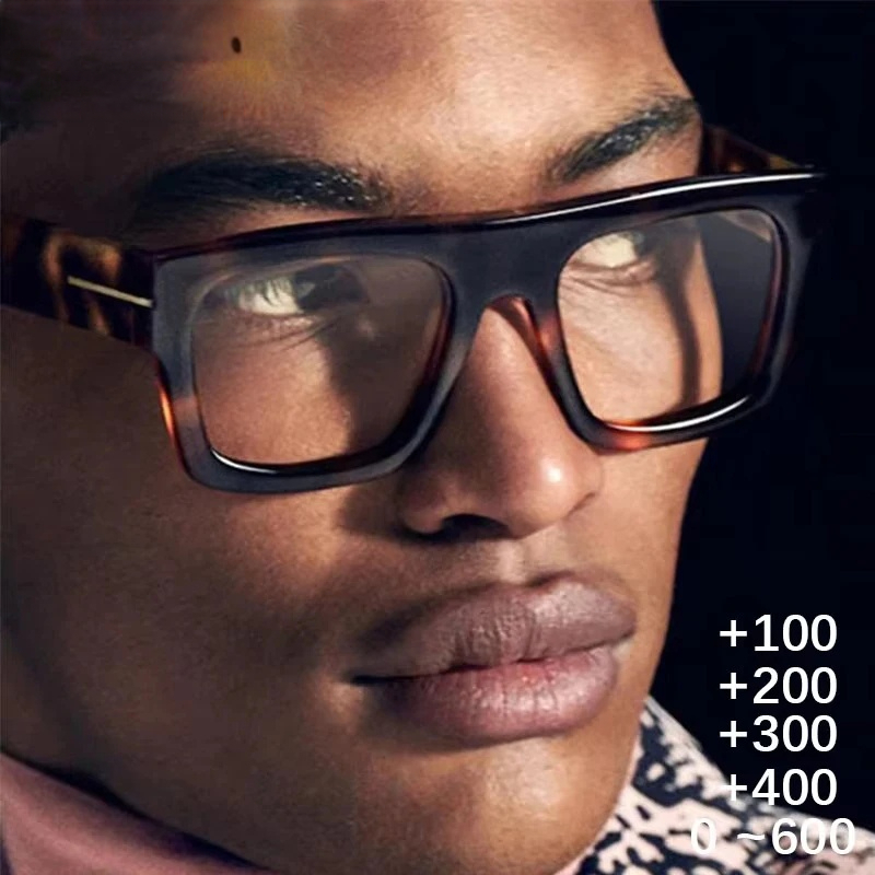 Unisex Men's Reading Glasses Oversized Square Brand Large Eyeglasses For Men Blue Frame Women's Prescription Diopter ddmythur