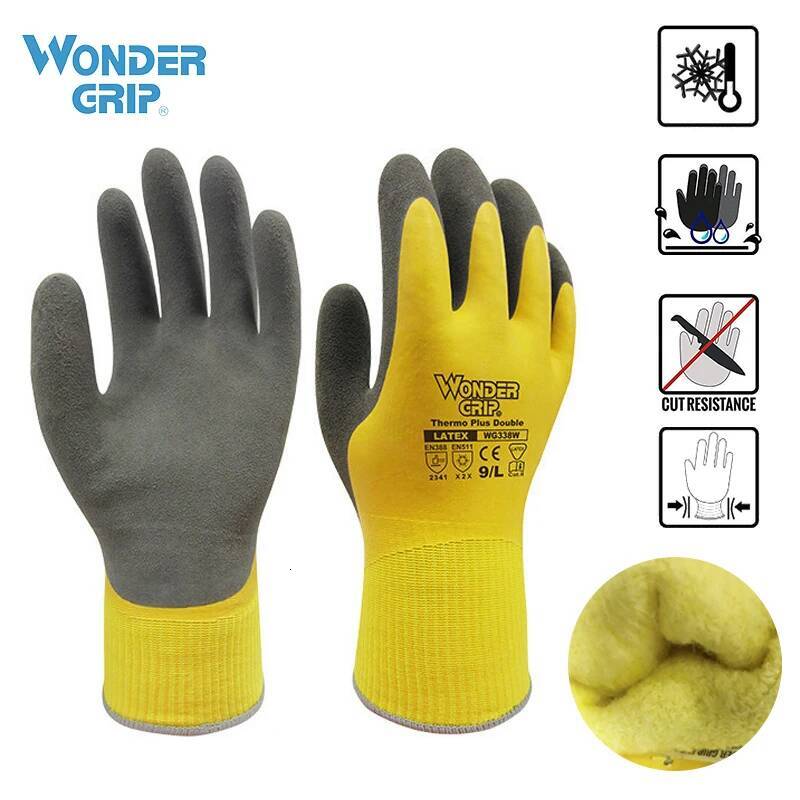 Wonder Grip Thicken Garden Working Coldproof Work Double Layer Latex Coated Protection Gardening Gloves ddmythur