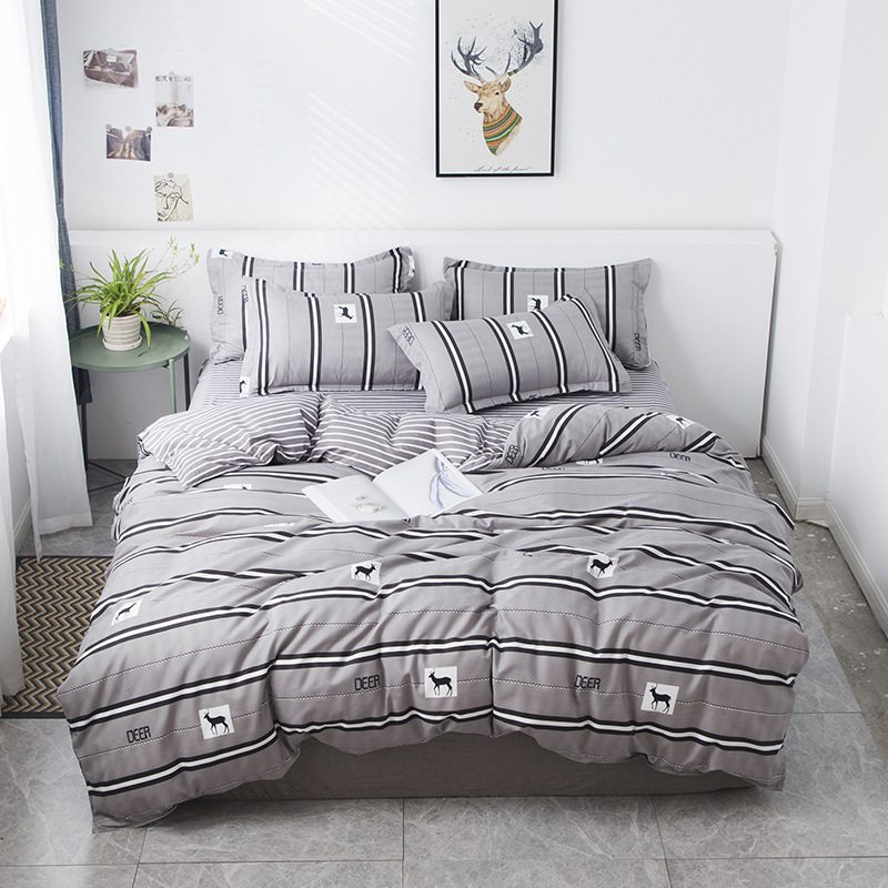 Aloe Vera Cotton Four-Piece Set Printed Sheet Duvet Cover Bed Skirt Temu Xiyin