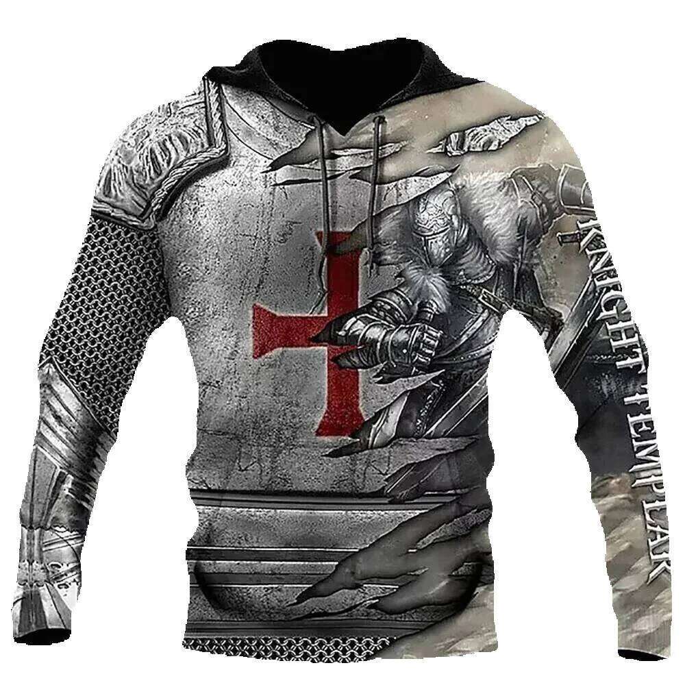 Knight Templar Armor Jesus God Guard Cavalier Hoodies with 3D Print Men Women Oversized Hoodie Kids Pullover Clothing