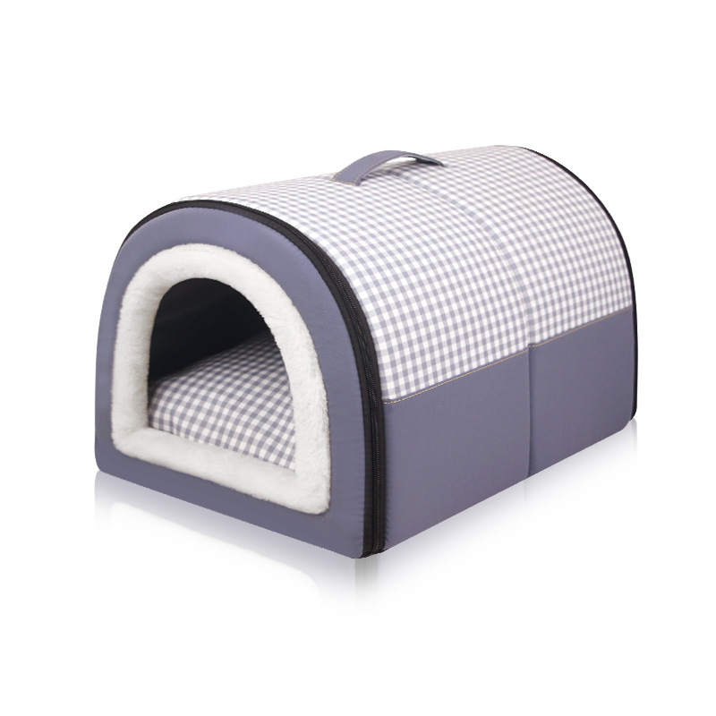 Enclosed Warm Bed for Small Medium Dogs Foldable Waterproof Dog Cave House Removable Cat Nest Basket Pet Supplies