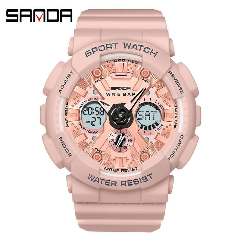 DHgargets Sanda 6033 for Men and Women Harajuku Style Trendy Dual Display Multifunctional Sports Waterproof Junior High School Student Korean Version 