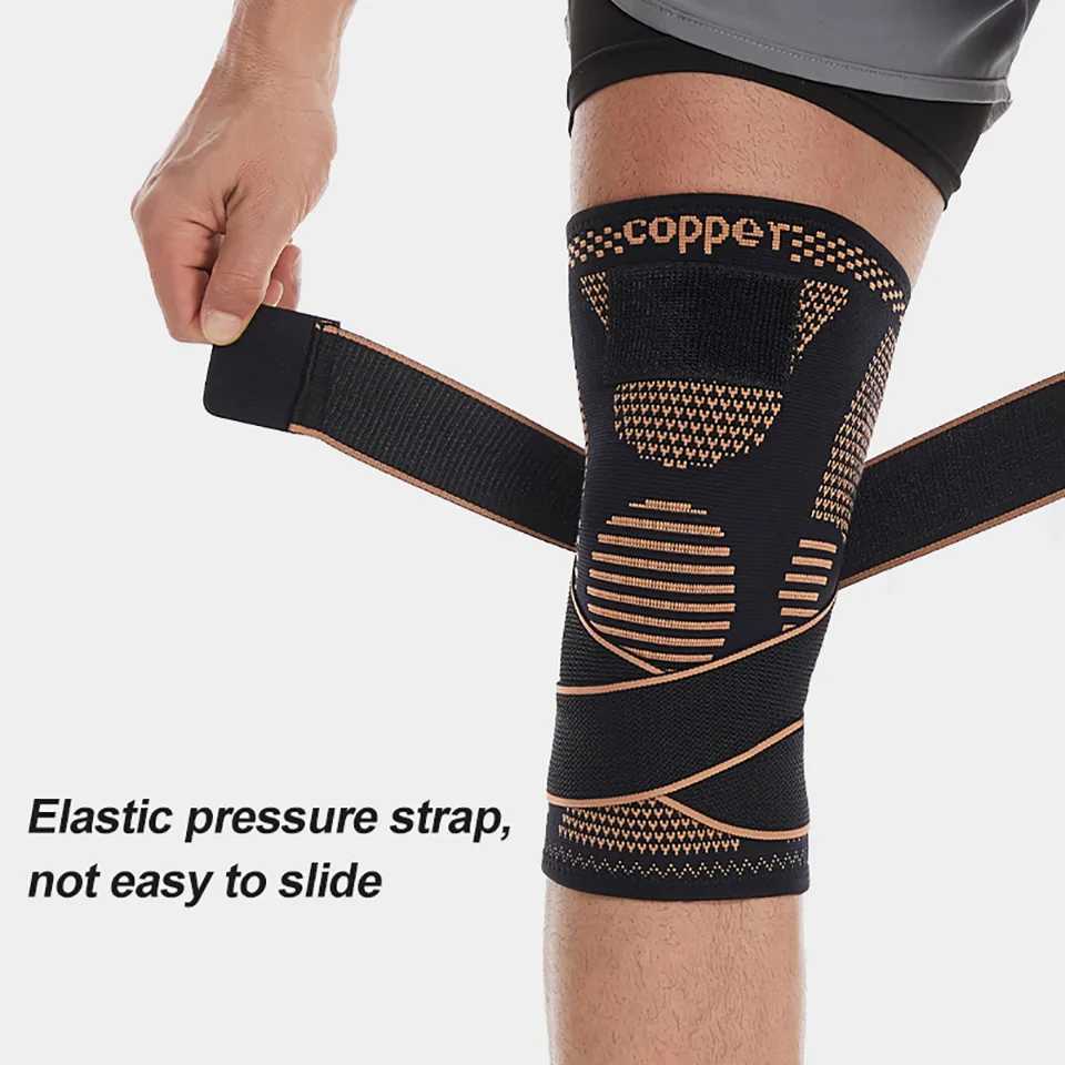 GOBYGO Sports Copper Ion Strap Knee Pads Fitness Jump Rope Basketball Running Gear Nonslip Knitted Nylon Knee Pads Men Women J250917