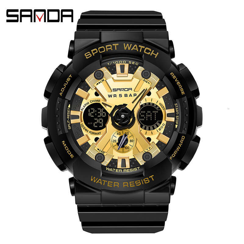 DHgargets Sanda 6033 for Men and Women Harajuku Style Trendy Dual Display Multifunctional Sports Waterproof Junior High School Student Korean Version 