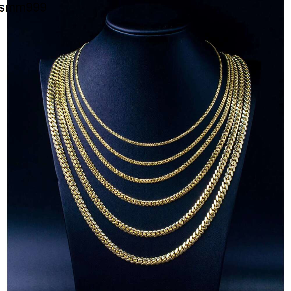 VLOVE Fine Jewelry Heavy 14K Real Solid Gold Miami Cuban K Chain Necklace 17Mm 7Mm