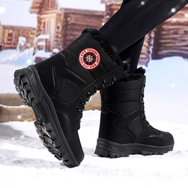 New Designer Boots Middle Boots Women's Shoes Winter Rain Boots High Top Lace-Up Thick-Soled Waterproof Fashion Outdoor Hiking Snow Boots