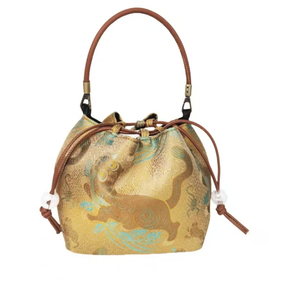 Luxury Bag Top Shoulder Bag Intangible Cultural Heritage Tiger Town Five-Poison Pattern Handbag Song Jin New Chinese-Style Women Bag Bucket Bag Crossb