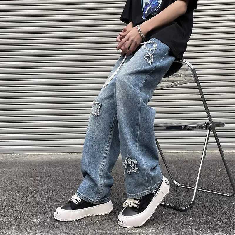 New Star Patchwork Baggy Jeans For Men High Street Ripped Straight Denim Pants Autumn Hip Hop Fashion Y2K Vintage Jean TrousersZ250917